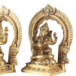 Superfine Brass Ganesh Lakshmi Idol Set with Prabhavali - 9" Height